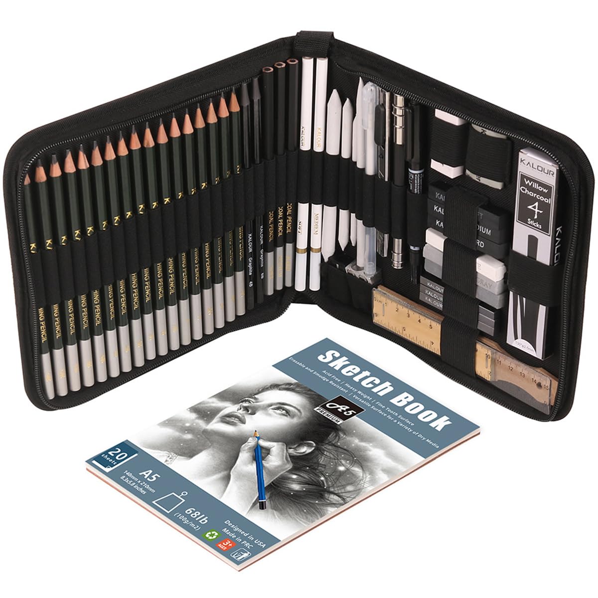 Climberty Sketch Pen Set, 54 Pcs Professional Sketch & Drawing Tool Kit with Zipper Case, Includes Sketch Pens, Charcoal Pencils, Comprehensive Sketch Pens and Tools Kit (Black) Climberty Sketch Pen Set, 54 Pcs Professional Sketch & Drawing Tool Kit with Zipper Case, Includes Sketch Pens, Charcoal Pencils, Comprehensive Sketch Pens and Tools Kit (Black)